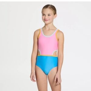 NWT DSG Girls' Cut Out One Piece Swimsuit S (6-8)